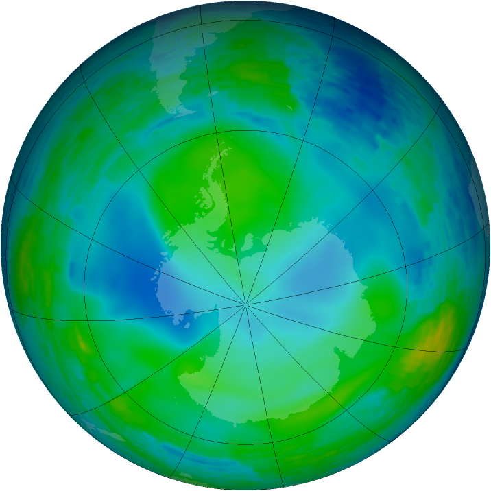 Antarctic ozone map for 01 June 1993